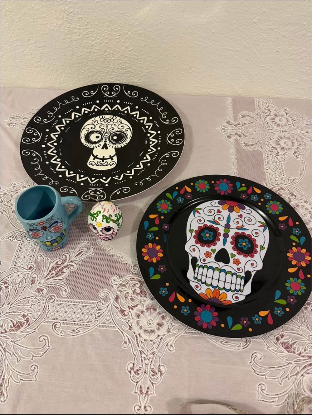 Day of the Dead Sugar Skull Decorative trays, figurine and mug